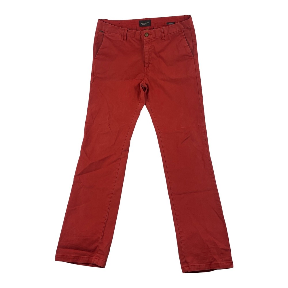 Scotch & Soda Stuart Red Washed Mens Chino Pants Size 31X32